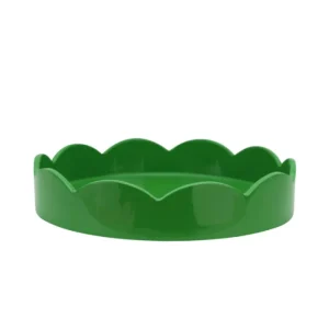 Scalloped Small Round Tray Green