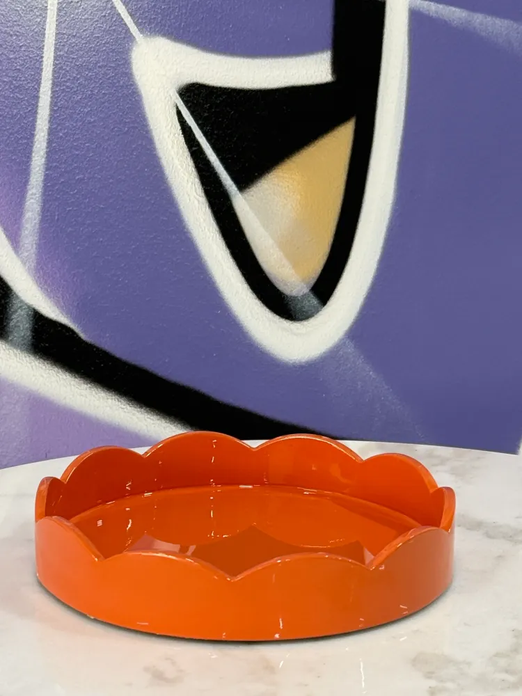 Scalloped Small Round Tray Orange