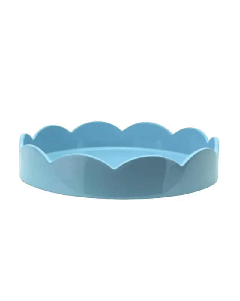Scalloped Small Round Tray Pale Denim