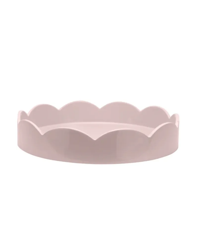 Scalloped Small Round Tray Pink