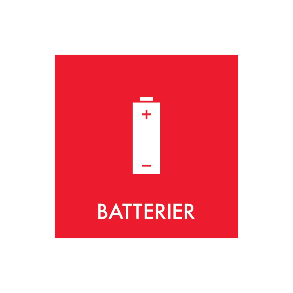 Affaldssortering “batterier” - magnetskilt 30x30 cm.