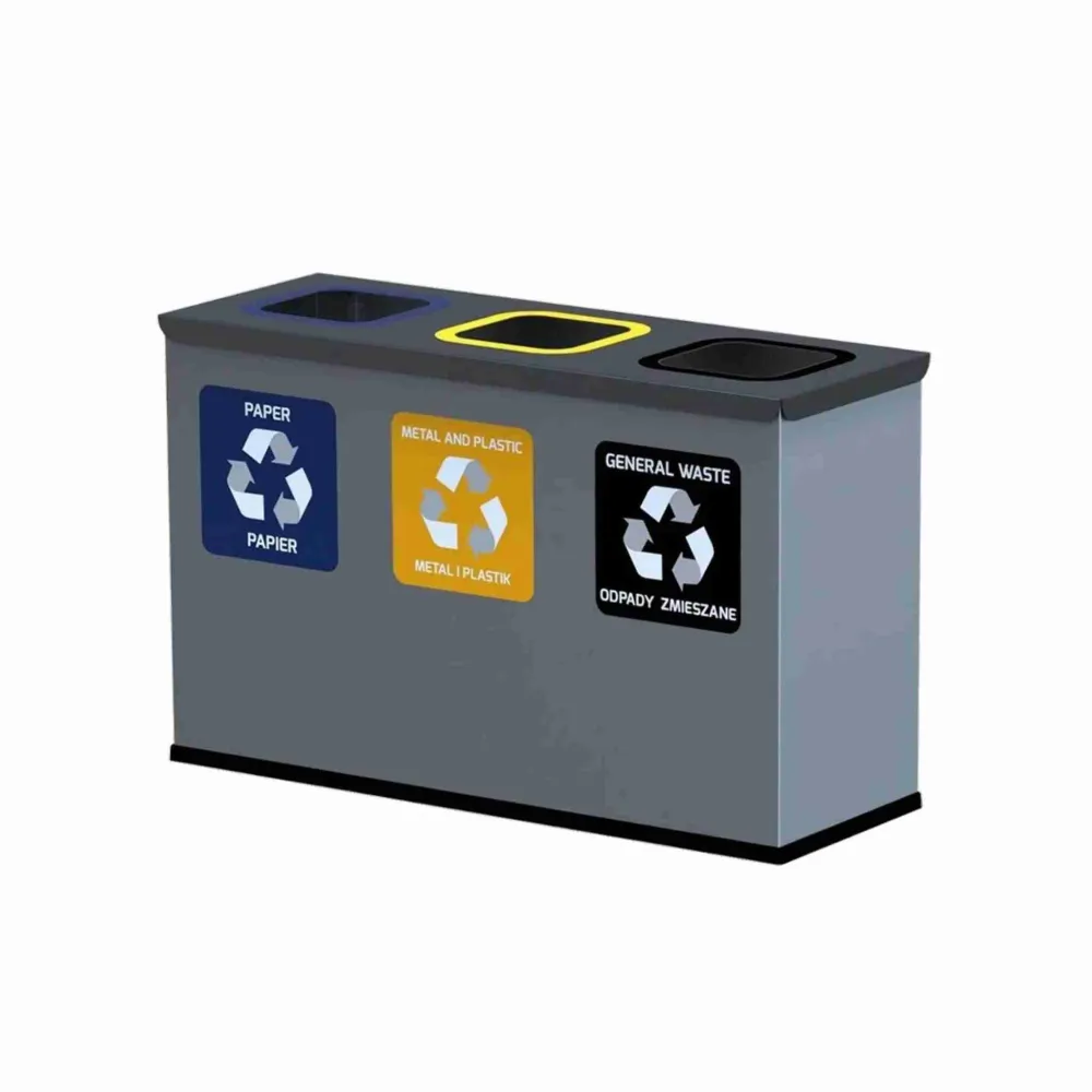 Affaldssorteringssystem Eco Grå 3 x 12 l, 1 stk.