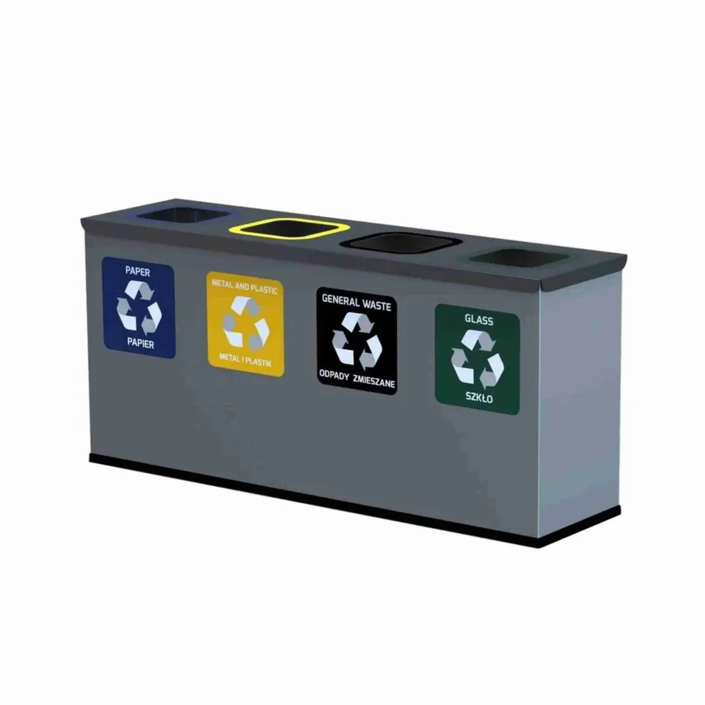 Affaldssorteringssystem Eco Grå 4 x 12 l, 1 stk.