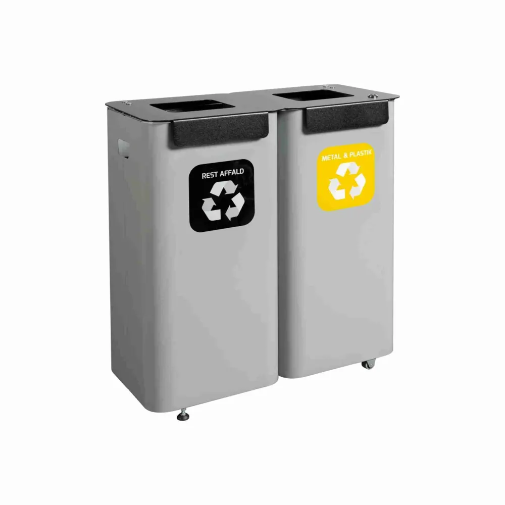 Affaldssorteringssystem Modulspande Grå 2 x 70 l, 1 stk.