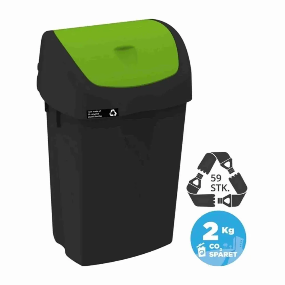 Affaldsspand m. vippelåg NRW Grøn, 50 ltr.