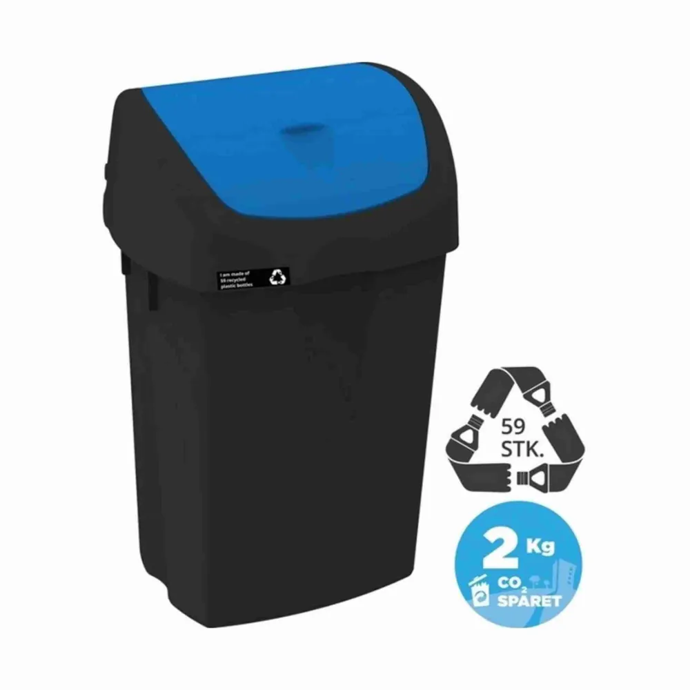 Affaldsspand m. vippelåg NRW Blå, 50 ltr.