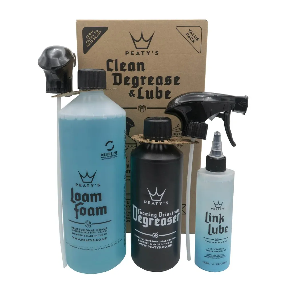Vedligeholdelsessæt PEATY'S WASH DEGREASE LUBRICATE STARTER PACK