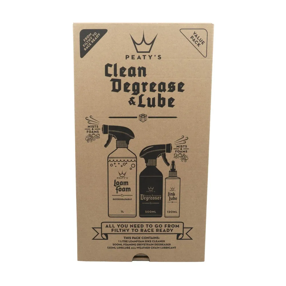 Vedligeholdelsessæt PEATY'S WASH DEGREASE LUBRICATE STARTER PACK