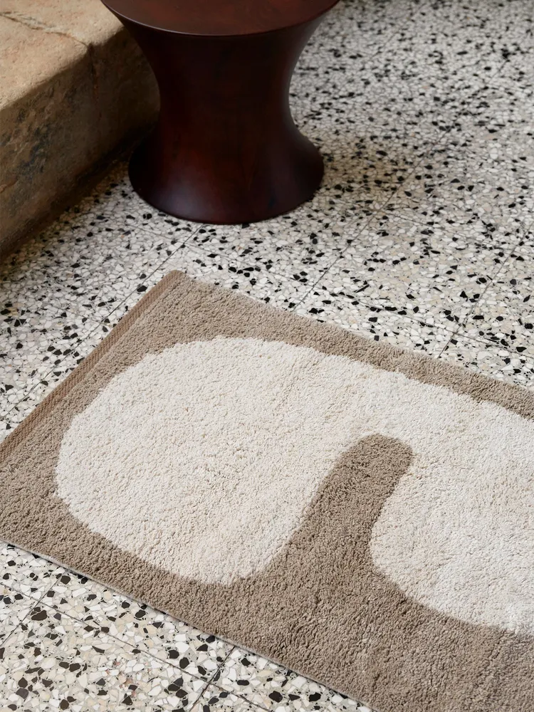 Lay Washable Mat - Dark Taupe/Off-White