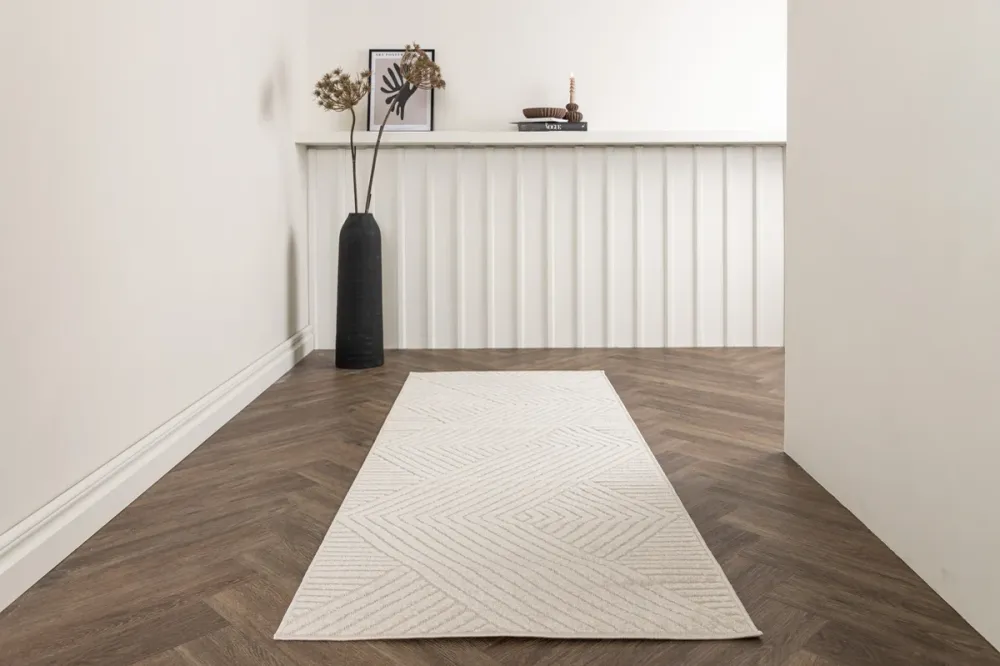 Aron tæppe - Snow Navy Stripe 80x250