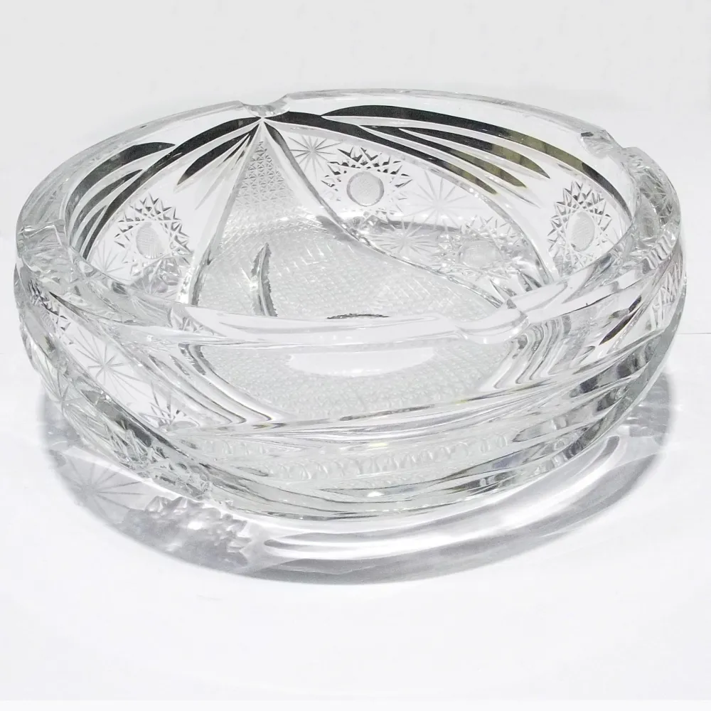 Krystal BOHEMIA Czechoslovakia askebæger 17 cm håndskåret krystal -0134