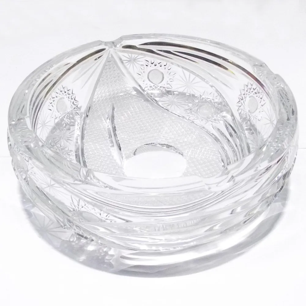 Krystal BOHEMIA Czechoslovakia askebæger 17 cm håndskåret krystal -0134