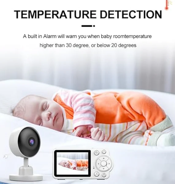 Babyalarm 2,8” Skærm – Trådløs uden WiFi, Nattesyn & 2-vejs Lyd