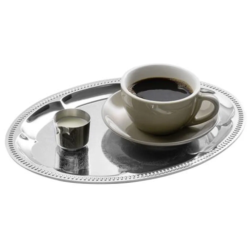 (6 stk.) Serveringsbakke - KAFFEEHAUS - rustfrit chromed - 310x230mm - højde: 15mm