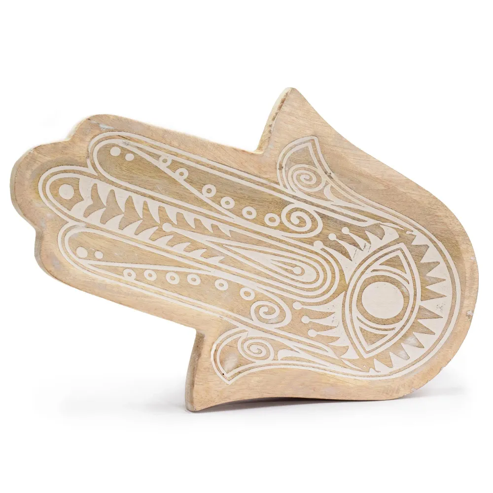 Hamsa hvidvasket lang bakke – 30x20,5x2,5 cm
