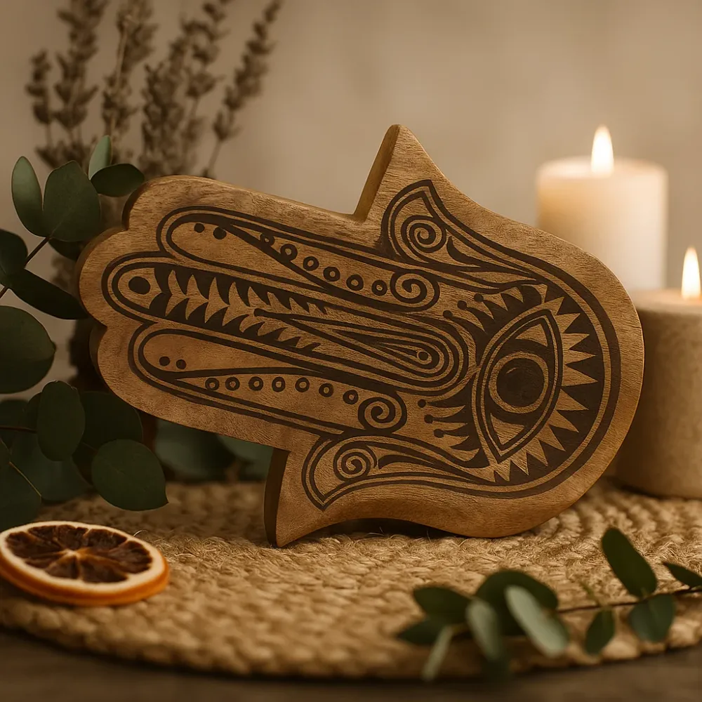 Lang Bakke Hamsa Graveret Sort 30x20.5x2.5cm