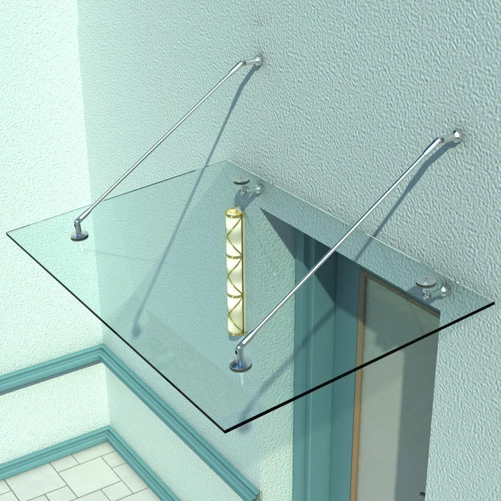 Baldakin dørbaldakin, hærdet glas, 304 rustfrit chromed klar glas 150 x 90 cm