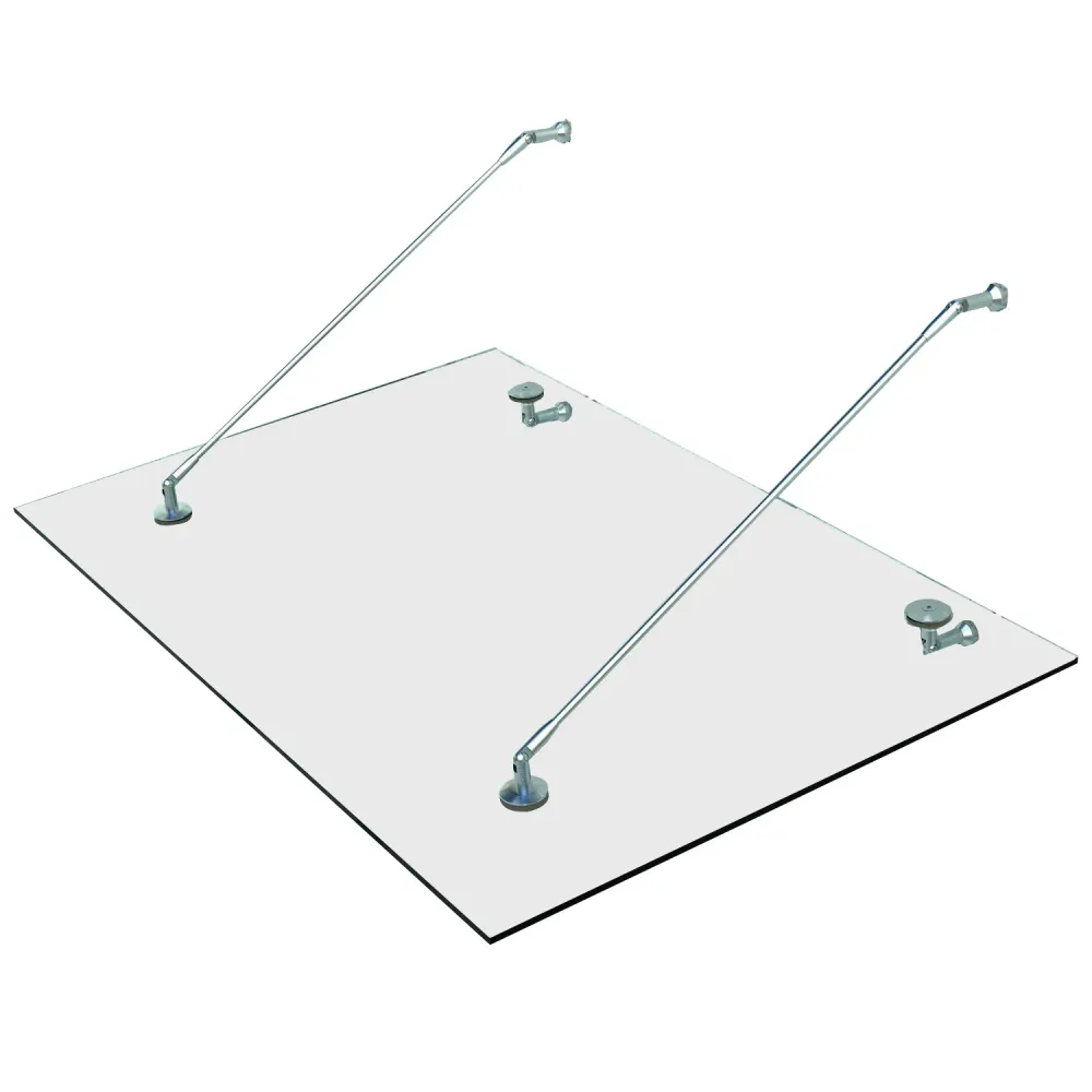 Baldakin dørbaldakin, hærdet glas, 304 rustfrit chromed klar glas 150 x 90 cm