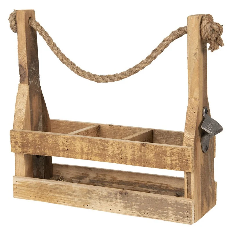 Dekorativ flaske Flaskeholder 32x11x32 Cm Brunt træ