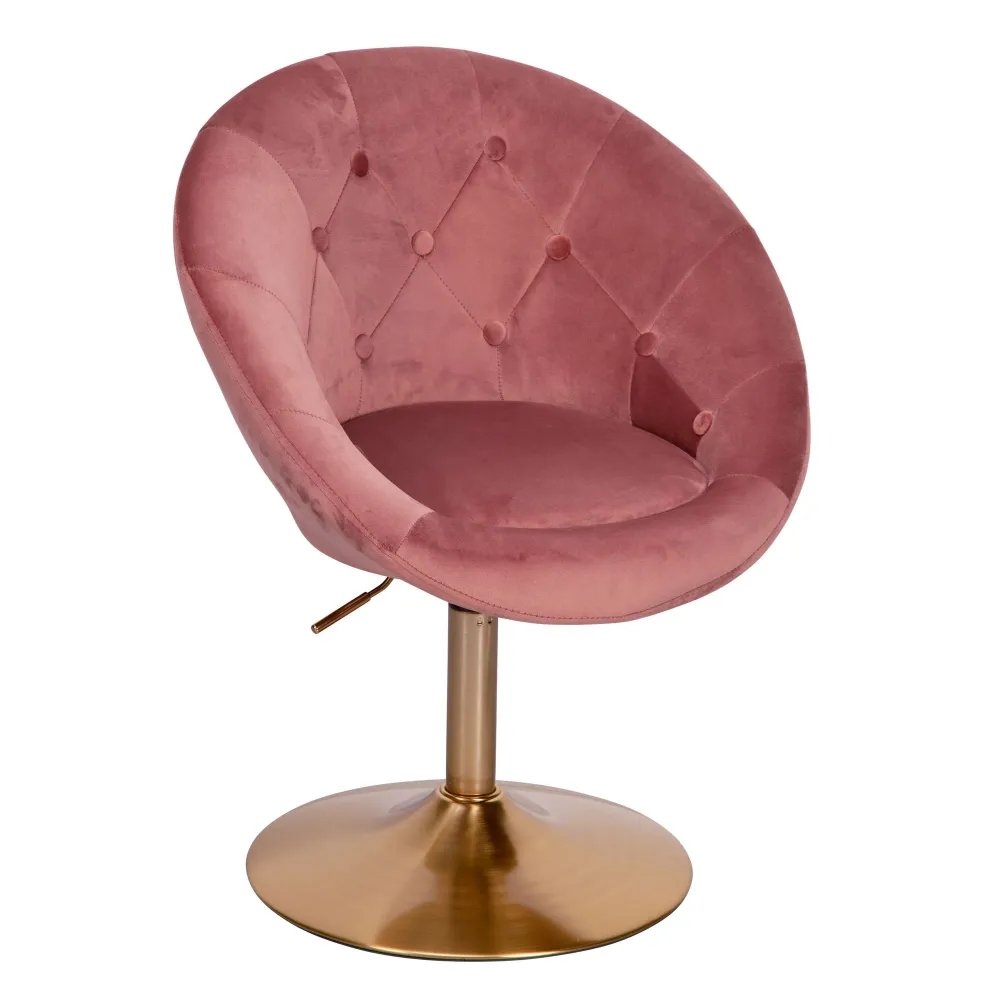 Designer cocktail-lænestol i fløjl coral / guldfarvet