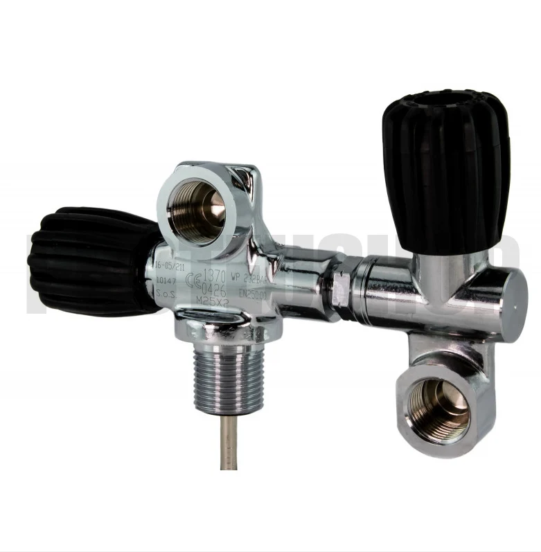 Dykkerflaske Metal 10 Liter 300 bar med Expandable Ventil incl 2nd Outlet