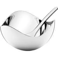 Georg Jensen - Bloom - Saltkar med ske - Ø7 cm - Blankpoleret rustfrit alloy