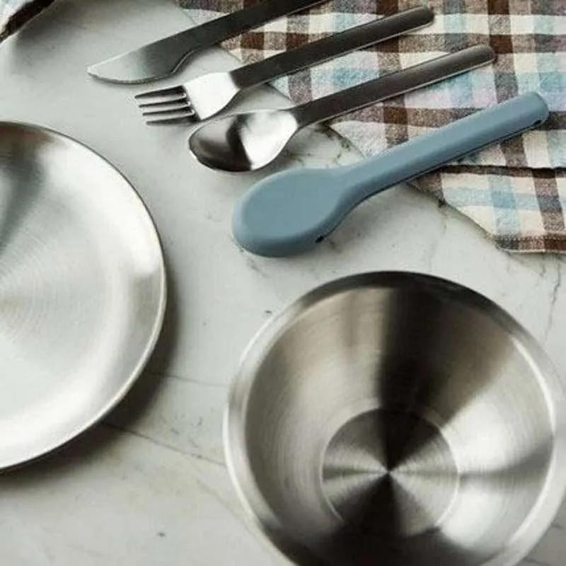 HAPS Nordic Picnic Tallerken - Rustfrit Chromed - 4-Pak