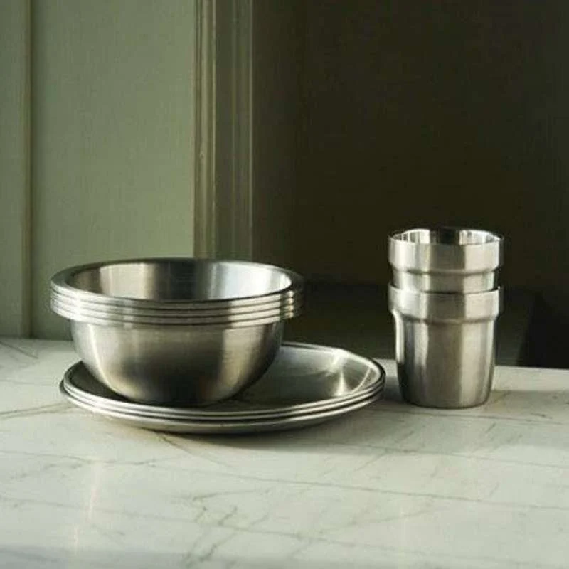HAPS Nordic Picnic Tallerken - Rustfrit Chromed - 4-Pak