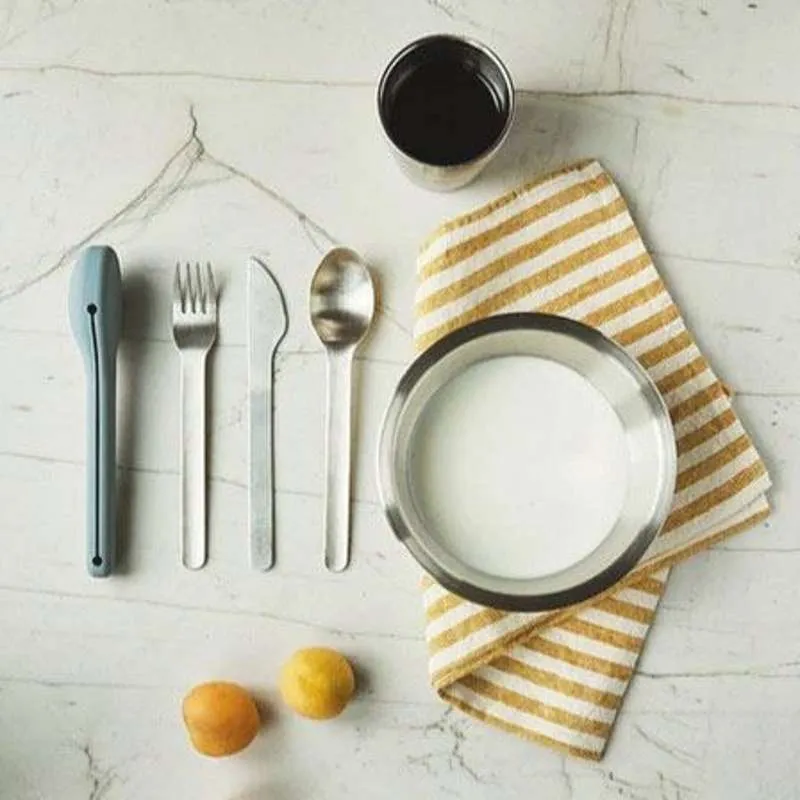 HAPS Nordic Picnic Tallerken - Rustfrit Chromed - 4-Pak