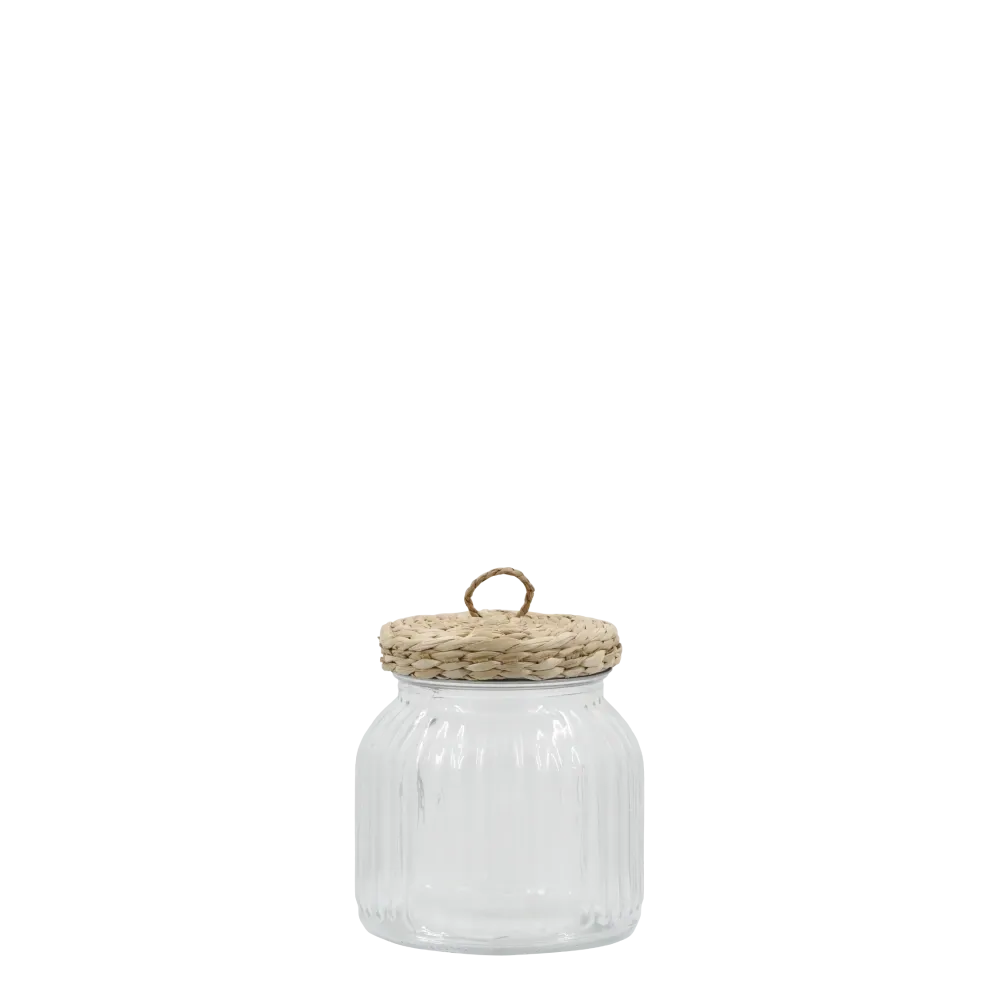Opbevaringsglas med fletlåg 7x11 cm klar