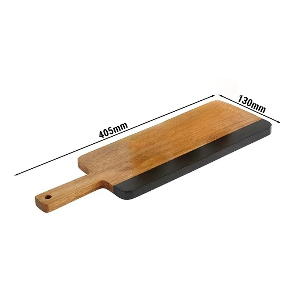 (6 stk.) Serveringsbræt - ROCKWOOD - inkl. skrivbare naturskiferstrimler - 405x130mm
