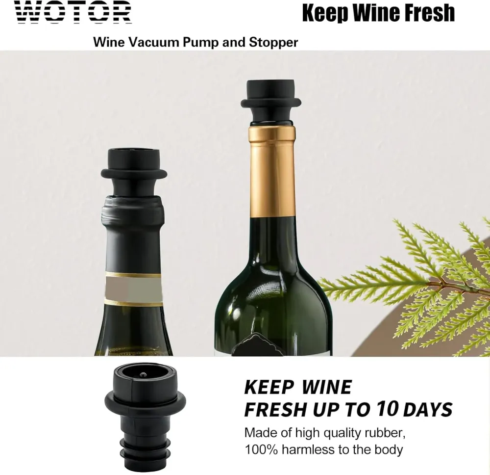Vakuumpumpe til Vin - Wine Saver (med 4 eller 8 genanvendelige stoppe)