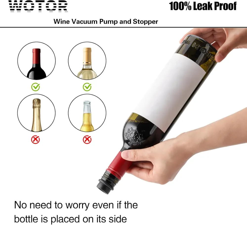 Vakuumpumpe til Vin - Wine Saver (med 4 eller 8 genanvendelige stoppe)
