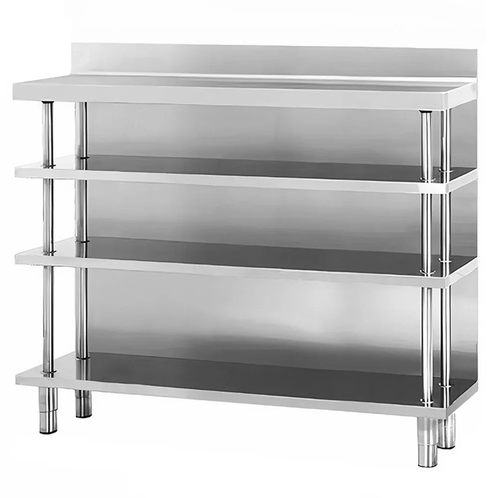 Bar Rustfrit Stålbordbord 1,5m x 0,3m, med 4 hylder