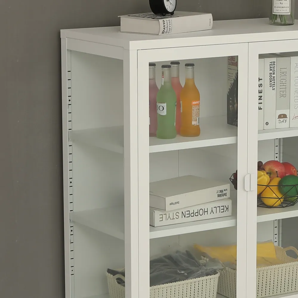 Herman Vitrineskab - Hvidt metal/glas - 110x40x140 cm