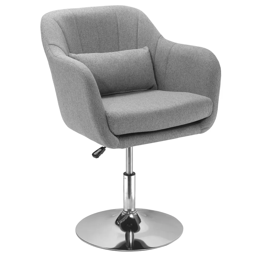 Arbejdsskammel drejeskammel op til 136 kg, højdejusterbar, hørlignende synthetic-fabric, stål, grå, 60 x 60 x 79-91 cm