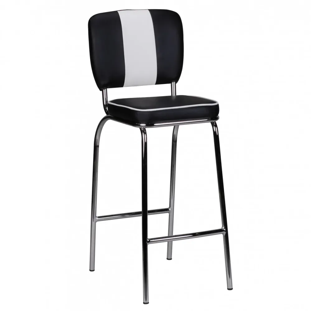 Barstol American Diner 50S Retro Charcoal Hvid