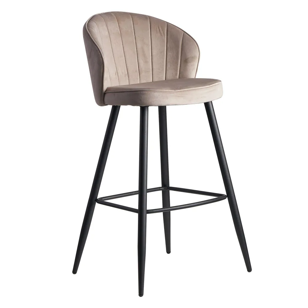 Designer barstol i fløjl, ecru, 56x102x52 cm
