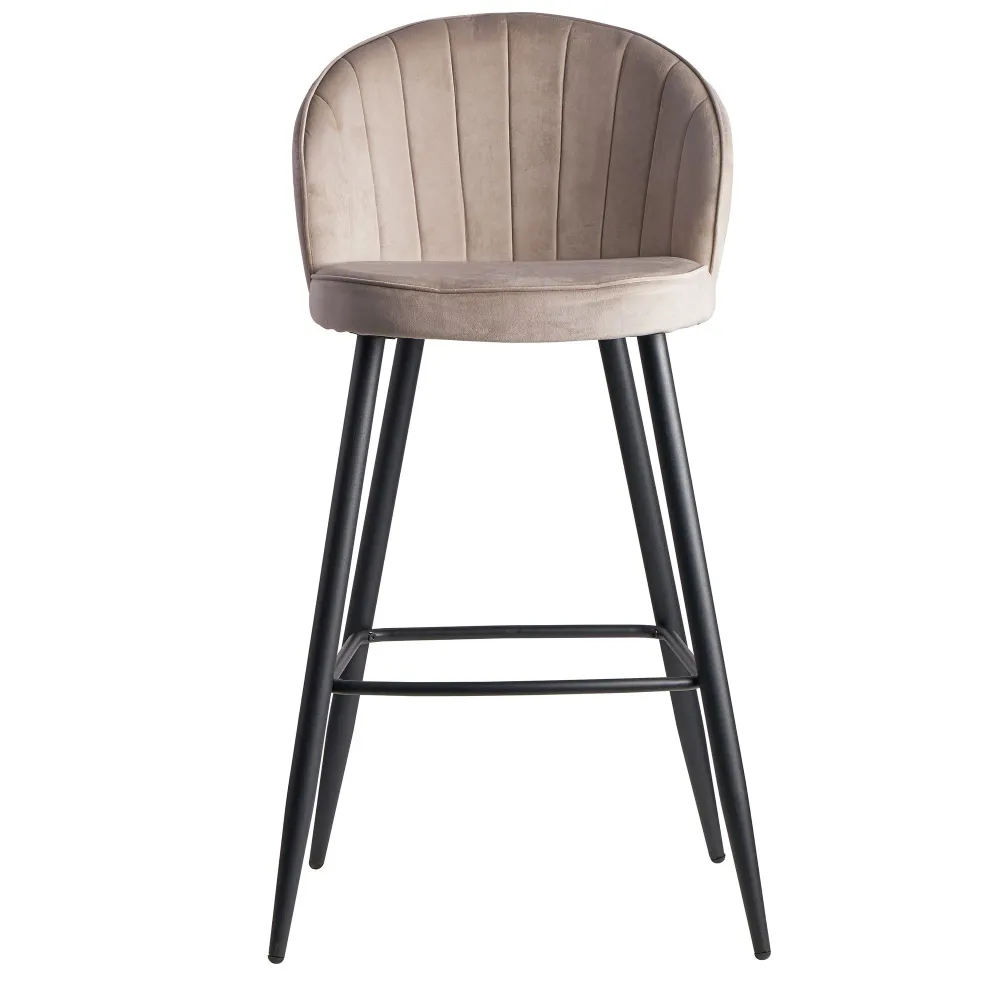 Designer barstol i fløjl, ecru, 56x102x52 cm