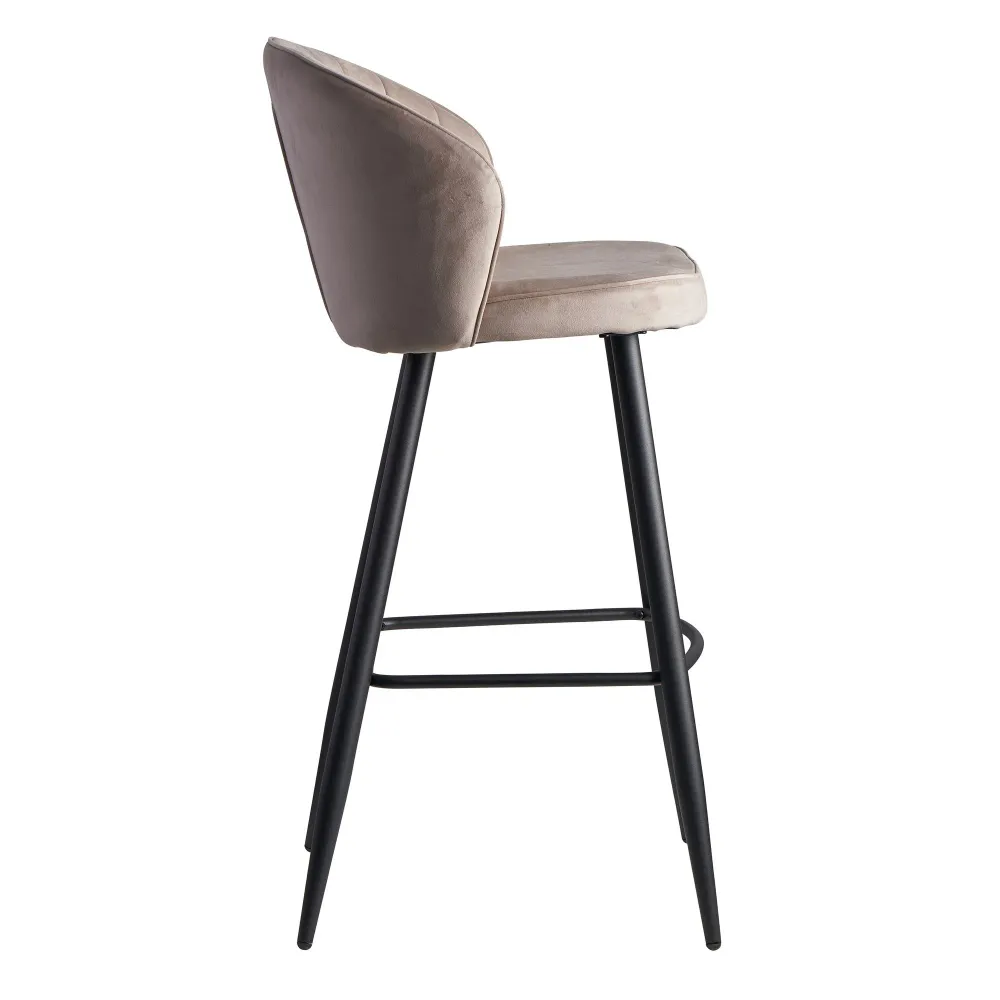 Designer barstol i fløjl, ecru, 56x102x52 cm