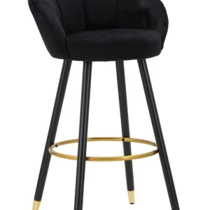Glam barstol i træ, metallic og stof – 55x56x104 cm