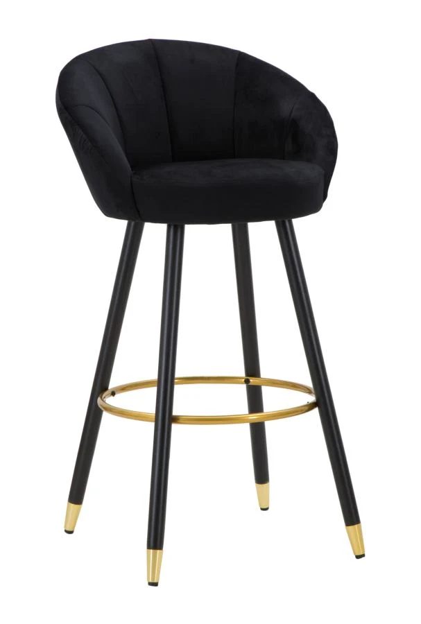 Glam barstol i træ, metallic og stof – 55x56x104 cm