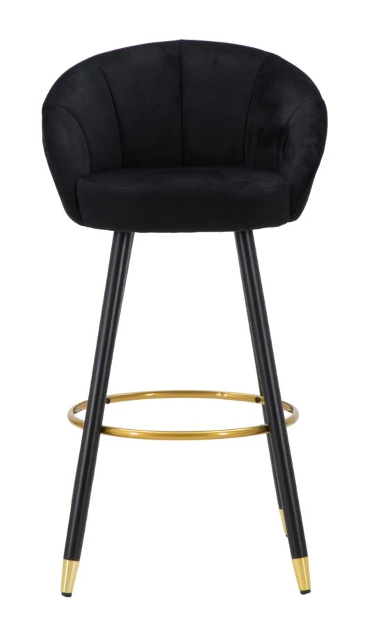 Glam barstol i træ, metallic og stof – 55x56x104 cm