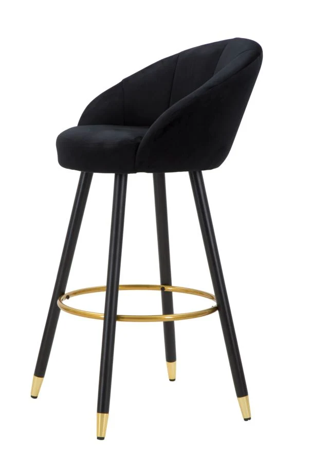 Glam barstol i træ, metallic og stof – 55x56x104 cm