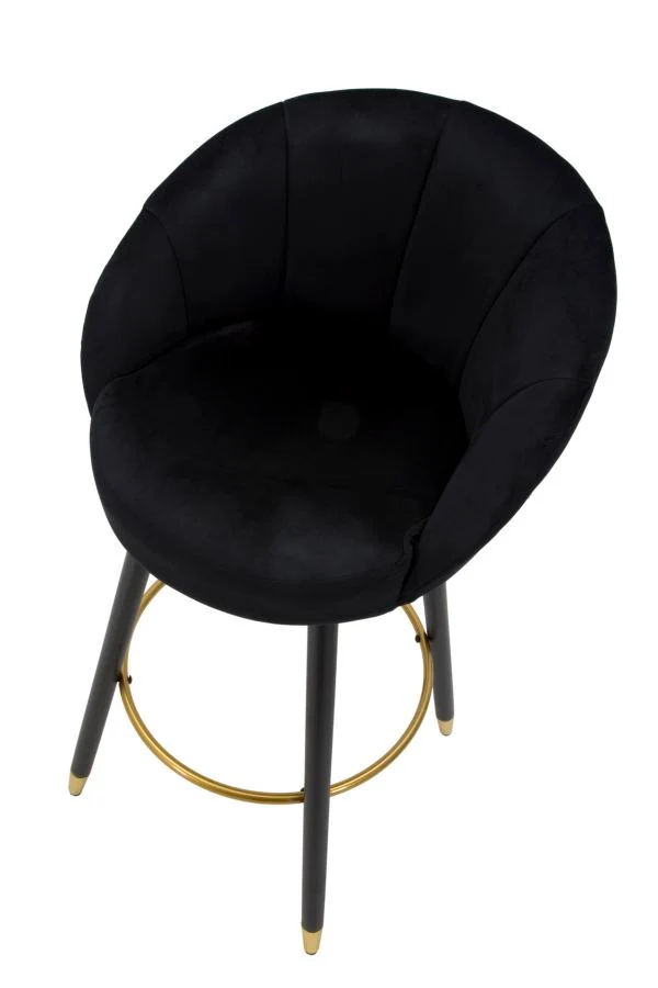 Glam barstol i træ, metallic og stof – 55x56x104 cm