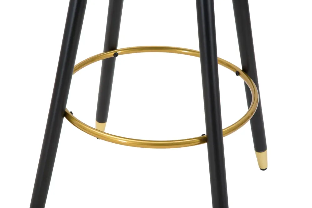 Glam barstol i træ, metallic og stof – 55x56x104 cm