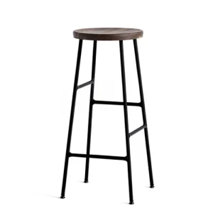 HAY Cornet Barstol - Plush Black - Smoked Oak - H75cm