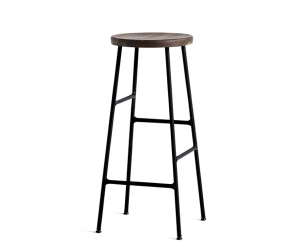 HAY Cornet Barstol - Plush Black - Smoked Oak - H75cm