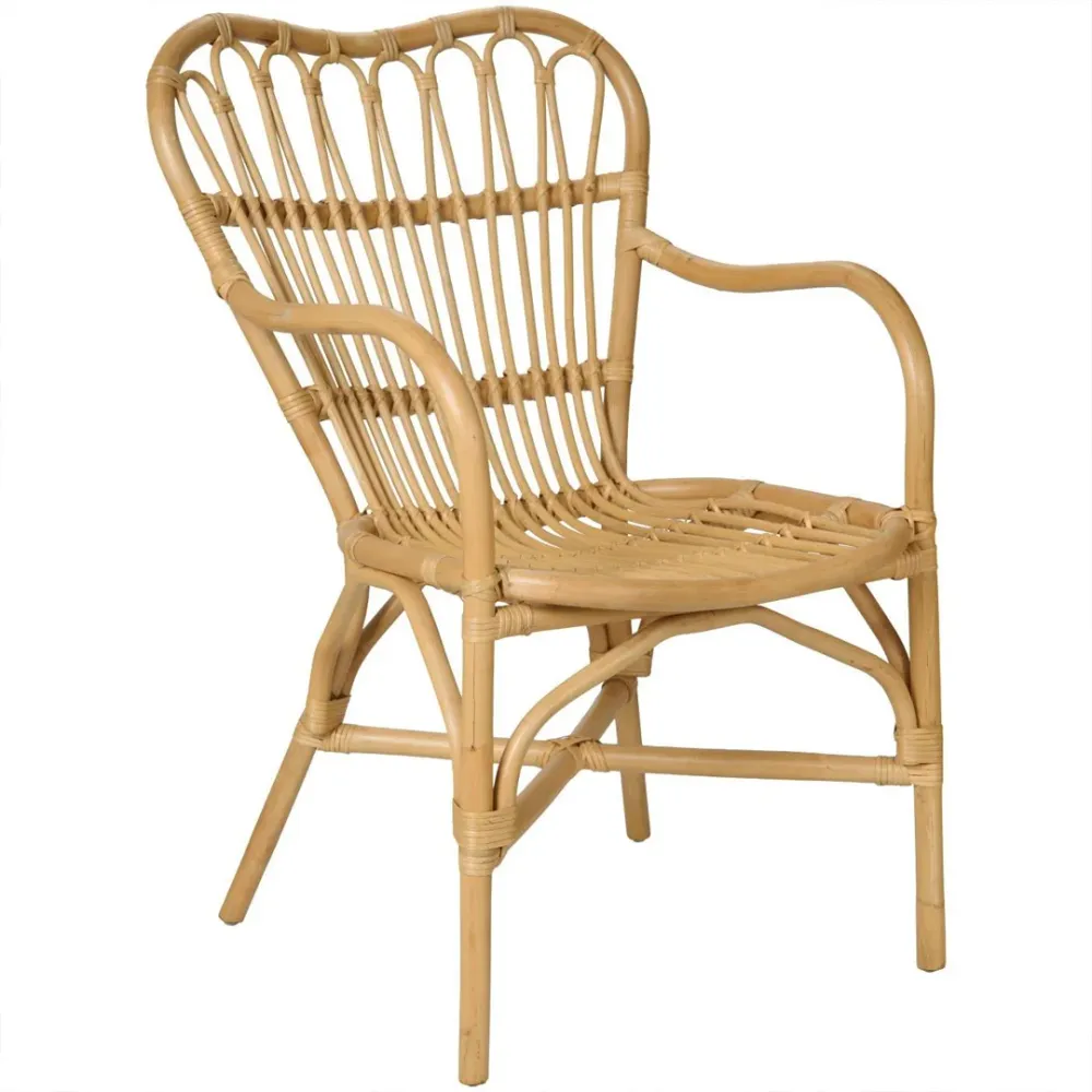 Ib Laursen - Rattanstol Jamilla med Armlæn – Spisestuestol i Natur Rattan