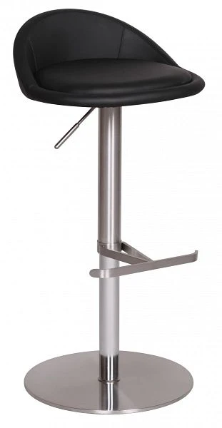 Moderne barstol i rustfri alloy, industrielt look, justerbar, roterbar, sort